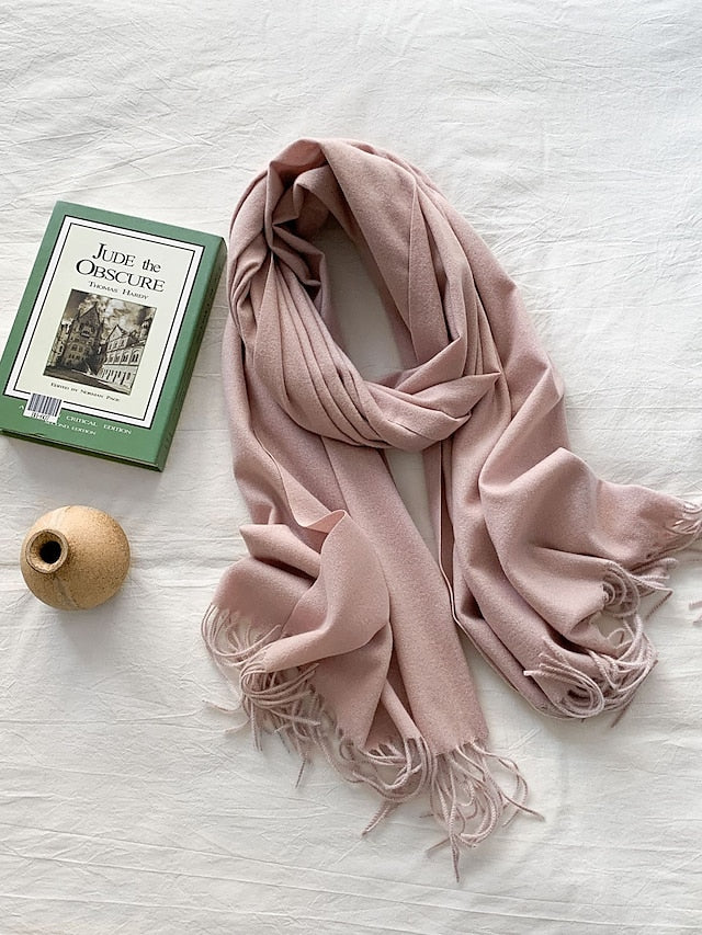 Women's Women's Shawls & Wraps Party Black Scarf Pure Color / Basic / Green / Khaki / Fall / Winter - LuckyFash™