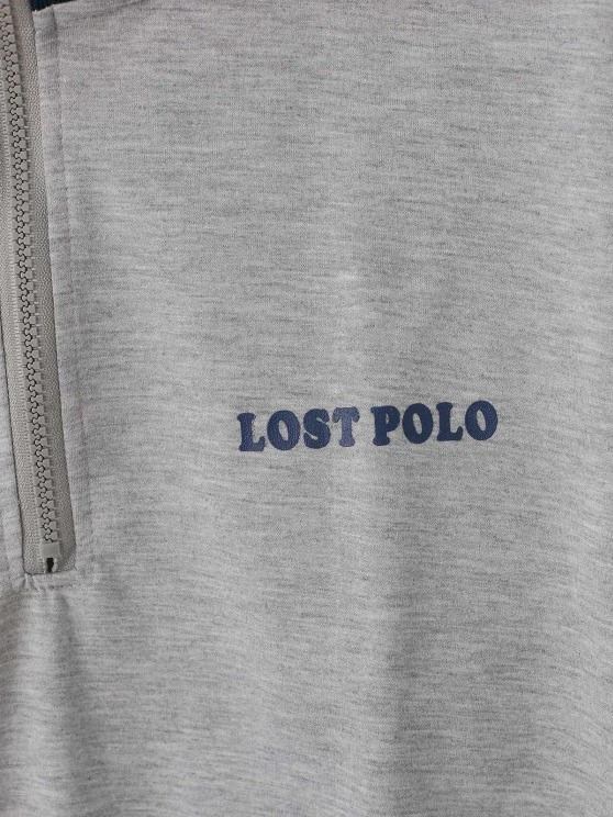 Half Zip Stripes Panel Letter Graphic Sweatshirt - LuckyFash™