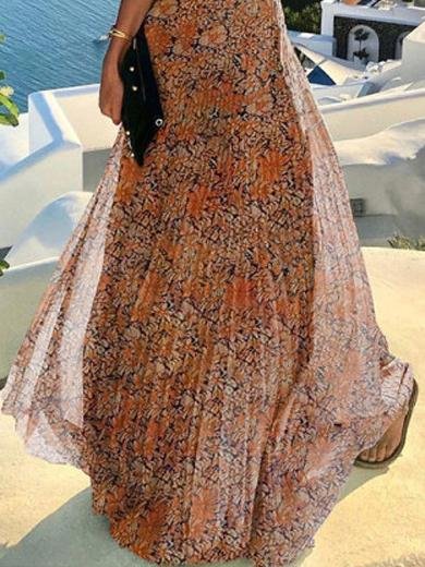 Halter Sleeveless Printed Pleated Dress - LuckyFash™