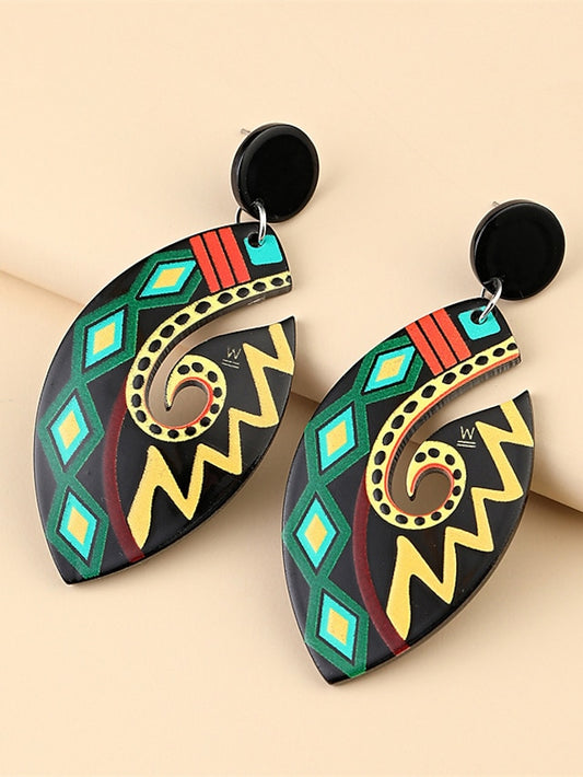 Earrings Chic & Modern Street Color Block Earring / White / Blue / Green / Fall / Winter for Women - LuckyFash™