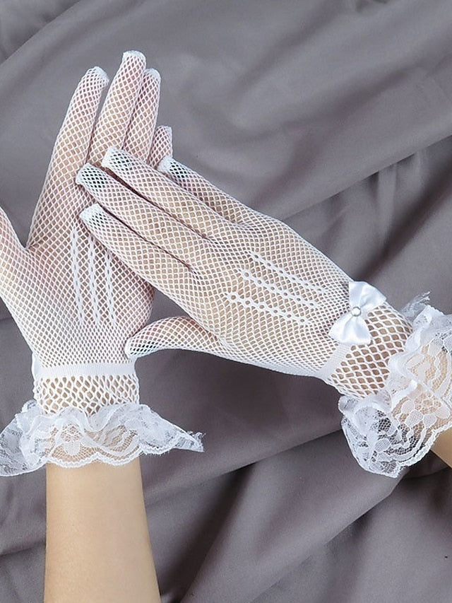 Women's Lace Gloves Wedding Party Evening Gift Polyester Simple Bridal Gloves Sexy 1 Pair - LuckyFash™