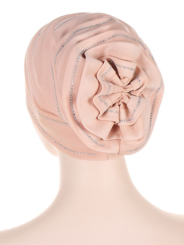 Rhinestones Women's Pleated Turban Cap African Hat Muslim Headscarf Bonnet Ladies Head Wraps - LuckyFash™