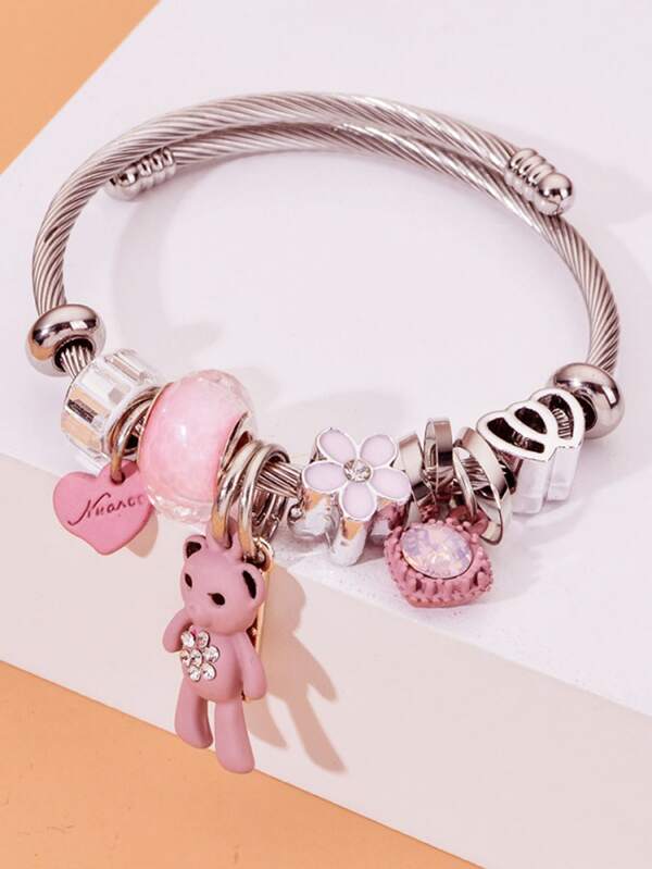 Heart & Bear Charm Bracelet - LuckyFash™