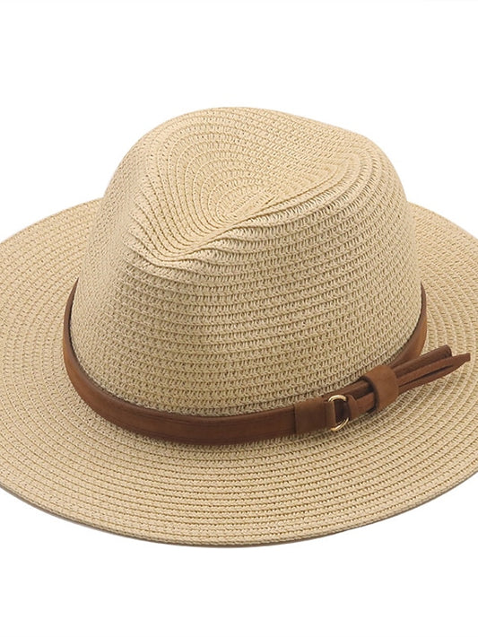 New Summer Straw Sun Hat Women Wide Brim Summer Outing Sun Visor Holiday Cool Hat Seaside Beach Sunscreen Hat Lady Jazz Hat - LuckyFash™