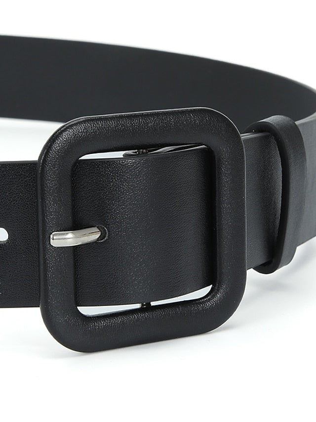 Women's Unisex PU Buckle Belt PU Leather Prong Buckle Plain Classic Casual Party Work Violet Black Pink Brown - LuckyFash™