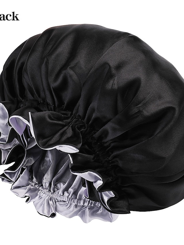 Large double-layer Satin nightcap female European and American large round cap chemotherapy cap Satin bonnet - LuckyFash™