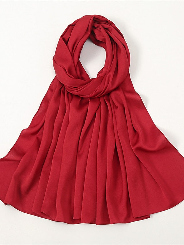 Crinkle Satin Hijab for Muslim Women Crepe Plain Shawl Wrinkle Solid Long Turban Islam Headscarf Solid Color Head Wrap Fashion - LuckyFash™