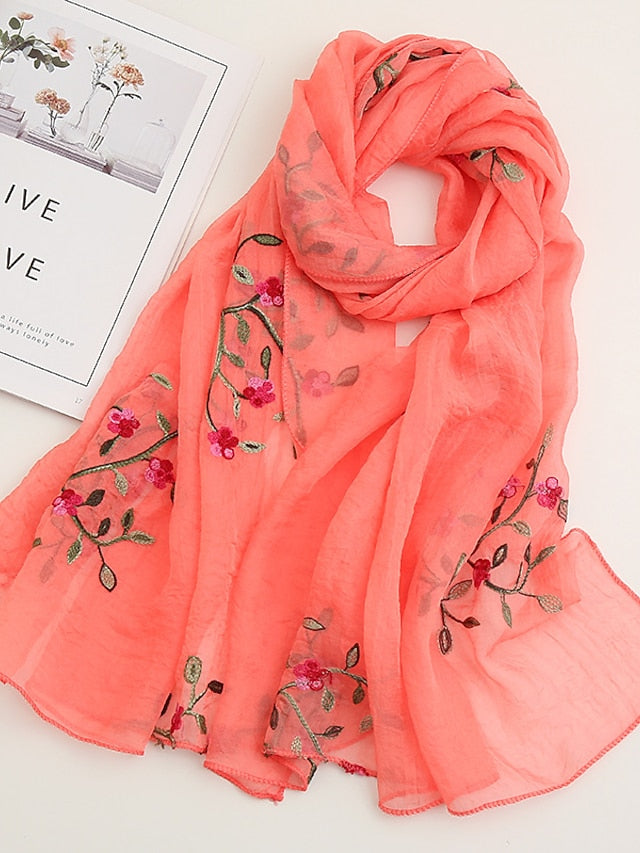 Women's Scarves Daily Holiday Flowers Cotton Polyester Vacation Bohemia Sunscreen Outdoor Casual 1 PC - LuckyFash™