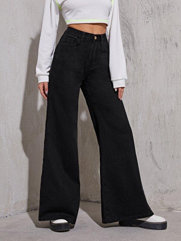 High Waist Wide Leg Jeans Without Belt - LuckyFash™