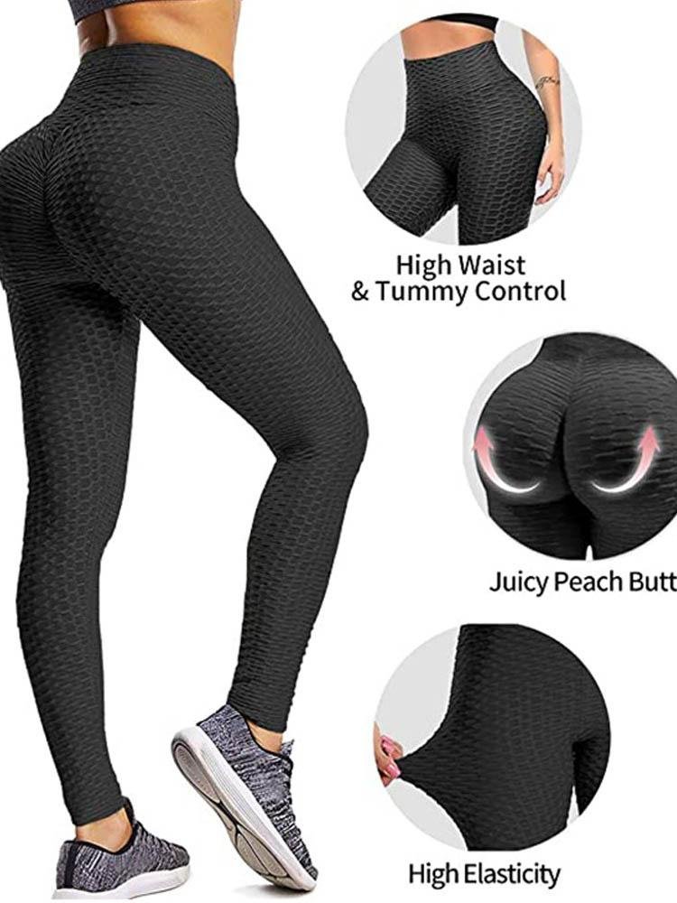 High Waisted Bubble Textured Yoga Pants Workout Butt Lifting Scrunch Booty Leggings - LuckyFash™