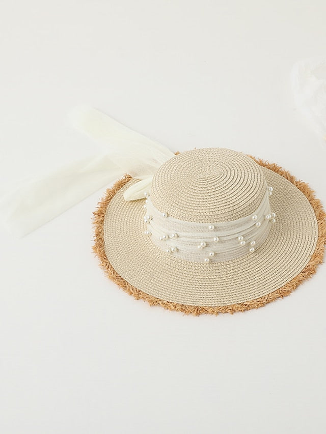 Women's Sun Hat Straw Hat Holiday Straw Lace Vacation Beach Sunscreen Casual 1 pcs - LuckyFash™