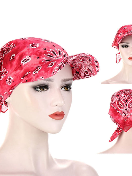 Women Bandana Scarf Cap Sunscreen Hedging Cap Printed Brim Baseball Cap Colorful Sunshade Hooded Scarf Headpiece Headscarf Baseball Hat - LuckyFash™