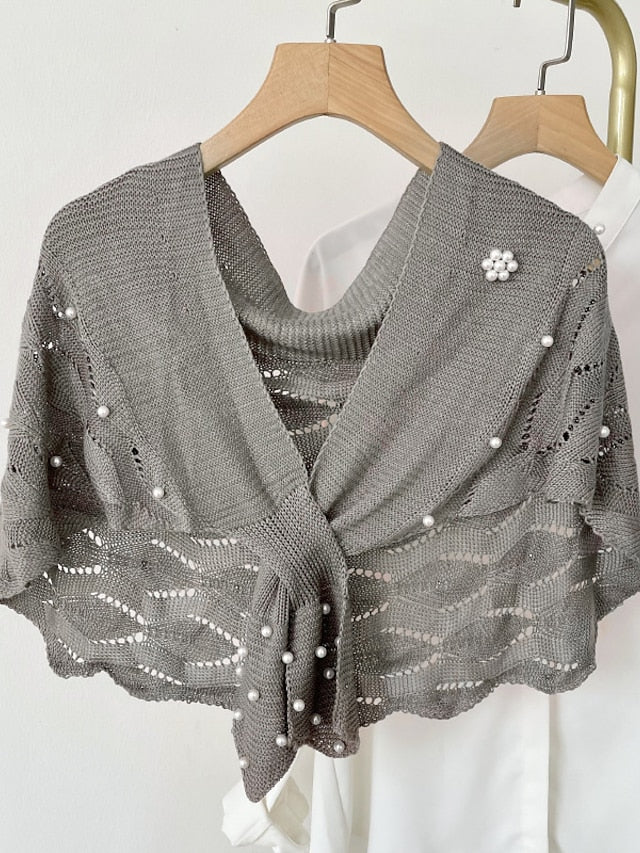 Casual Knitted Fake Collars for Women's Hollow Out Blouse Tops Shoulder Wraps Shawls Detachable False Collar Windproof Shawl - LuckyFash™