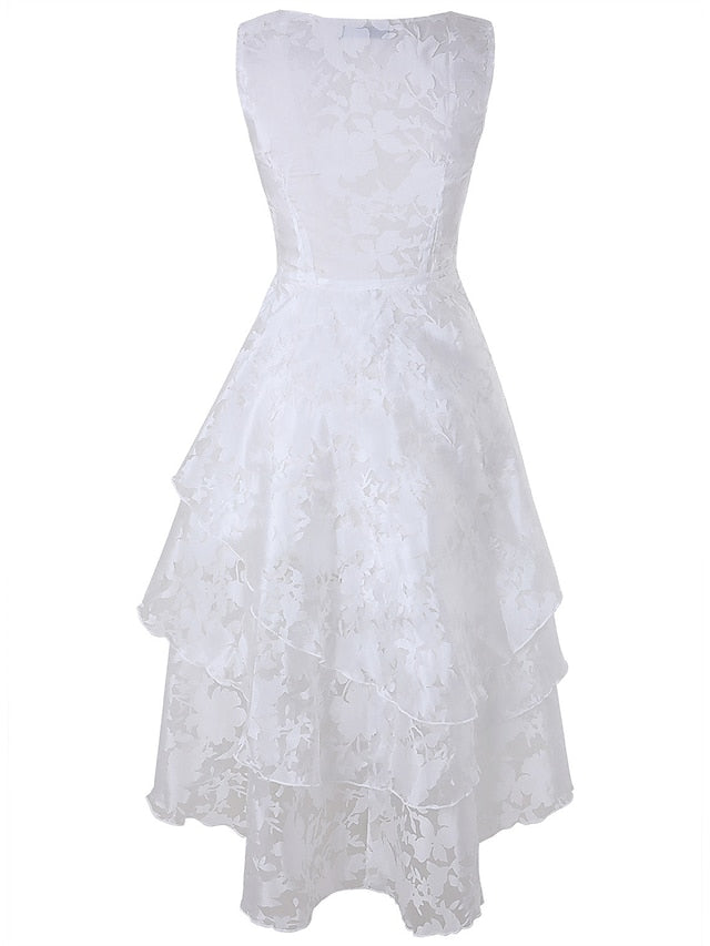Women's Lace Dress Cocktail Dress Swing Dress Midi Dress White Green Gray Sleeveless Floral Lace Summer Spring Crew Neck Party Birthday Evening Party Wedding Guest 2023 S M L XL 2XL 3XL / Vacation - LuckyFash™