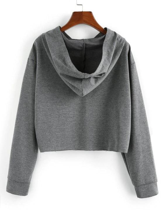 Hooded Drop Shoulder Zip Up Heather Jacket - LuckyFash™