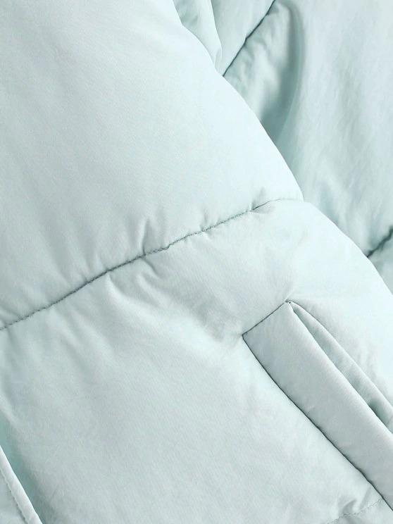 Hooded Raglan Sleeve Pocket Zip Puffer Coat - LuckyFash™