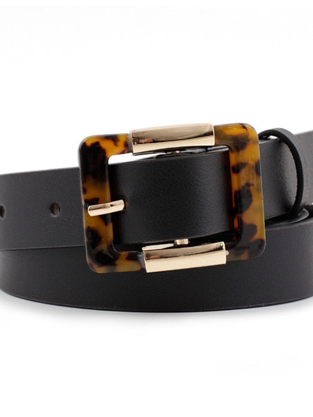 Unisex PU Buckle Belt PU Leather Prong Buckle Leopard Casual Classic Party Daily Black Brown Beige for Women - LuckyFash™