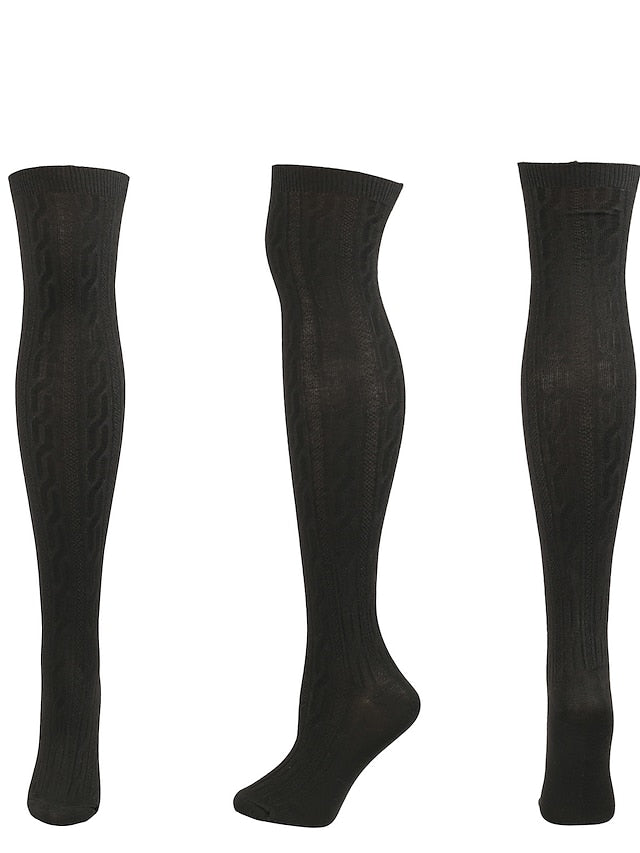 Women's Knee High Socks Home Daily Solid Color Polyester Spandex Basic Classic Warm 1 Pair - LuckyFash™