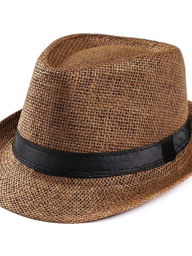 Unisex Sunhat Women Men Fashion Summer Casual Trendy Beach Sun Straw Jazz Band Hat Cowboy Fedora Hat - LuckyFash™