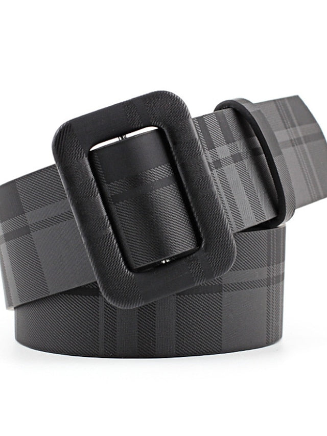 Women's Unisex PU Buckle Belt PU Leather Sliding Buckle Plain Casual Classic Party Daily Black Brown Yellow Beige - LuckyFash™