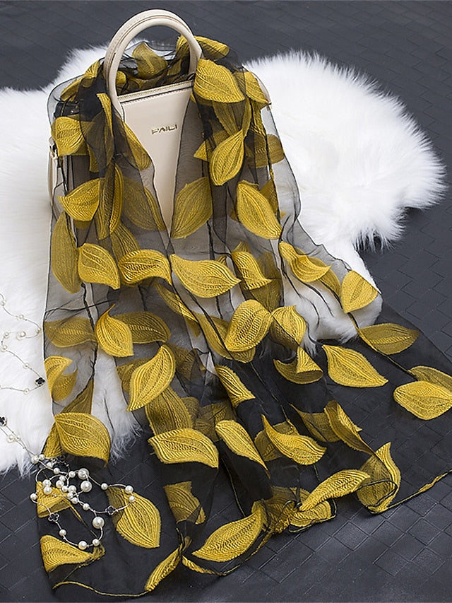 Women's Women's Shawls & Wraps Street Daily Date Wine Green Scarf Florals / Party / Silk / Cute / Fall / Winter - LuckyFash™