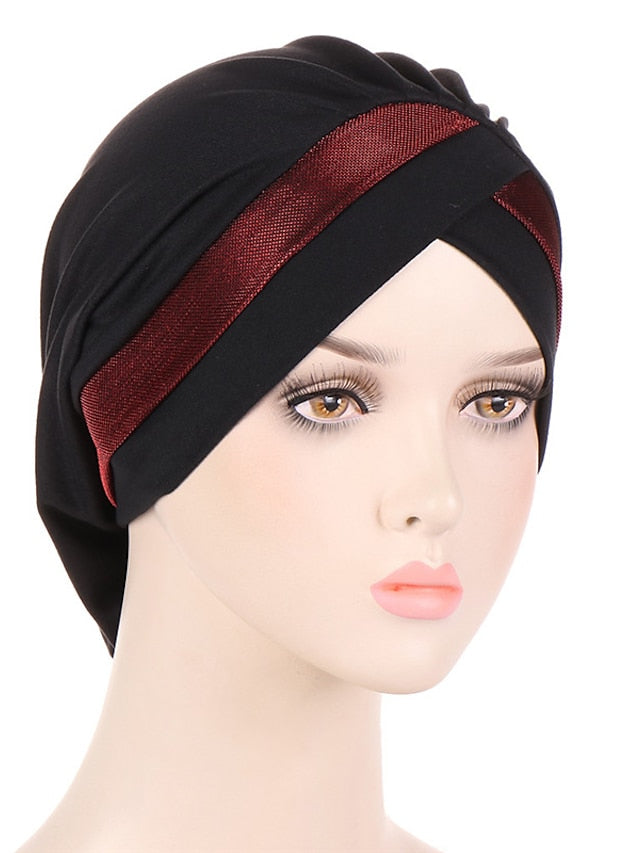 Women Turban Hat Cross Head Wrap Islamic Hijab Cap Solid Color Soft Headscarf Fashion Muslim Hats Scarf High Quality Hair Care Cap - LuckyFash™