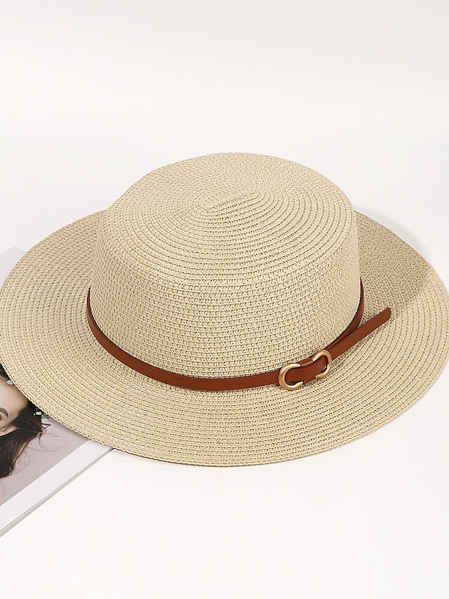 Women's Sun Hat Straw Hat Holiday Straw Vacation Casual Beach Sunscreen Breathability Comfortable 1 pcs - LuckyFash™