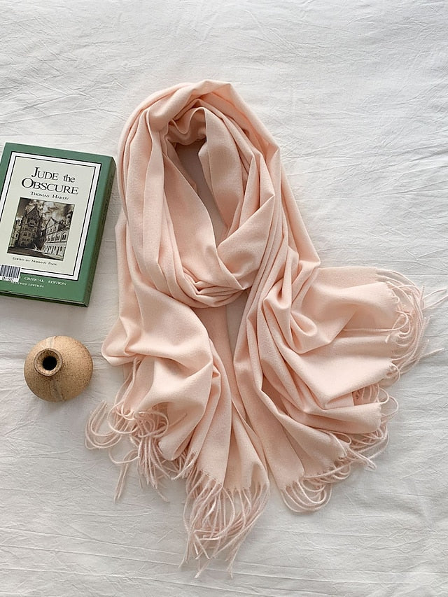 Women's Women's Shawls & Wraps Party Black Scarf Pure Color / Basic / Green / Khaki / Fall / Winter - LuckyFash™