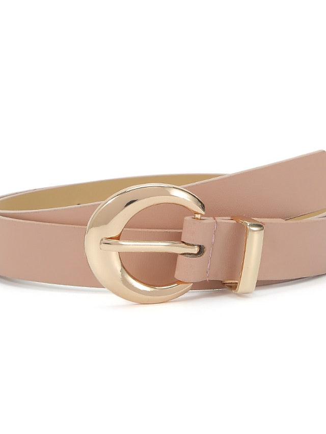 Women's Unisex PU Buckle Belt PU Leather Metal Bucke Plain Casual Classic Party Daily White Black Pink Red - LuckyFash™