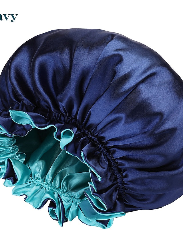 Large double-layer Satin nightcap female European and American large round cap chemotherapy cap Satin bonnet - LuckyFash™