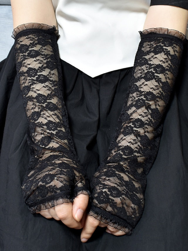 Women's Fingerless Gloves Party / Evening Daily Flower / Plants Lace Sexy Lolita Wedding Casual / Daily 1 Pair - LuckyFash™