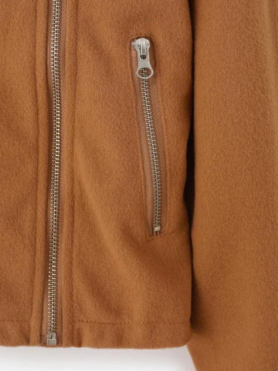 Inclined Zipper Plain Jacket - LuckyFash™