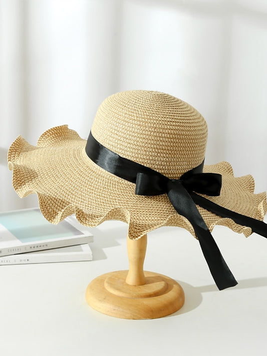 Women's Straw Fedora Beach Sun Hat with Flouncing Packable Wide Brim Panama Hat for Women UV UPF50 Summer Hat-Abby - LuckyFash™