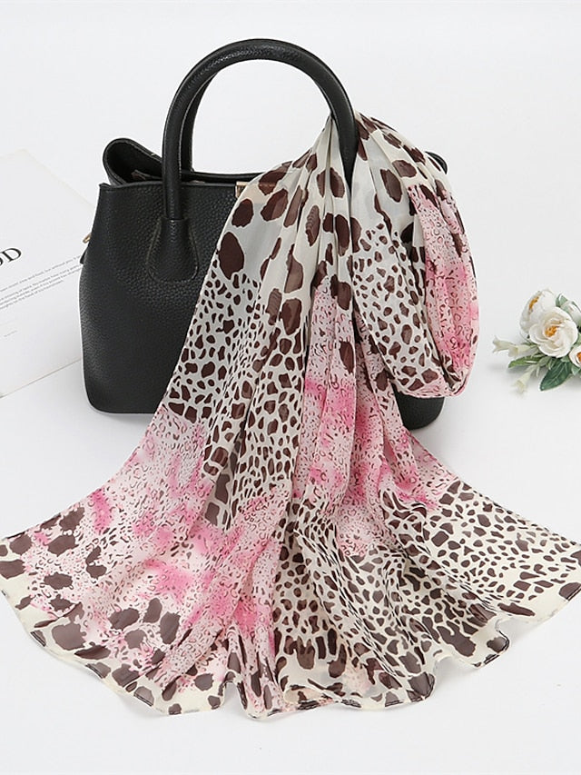 Bohemian Chiffon Scarf Women Muslim Hijab Leopard Print Scarves Thin Style Beach Sunscreen Shawl Wrap Bandana for Women - LuckyFash™