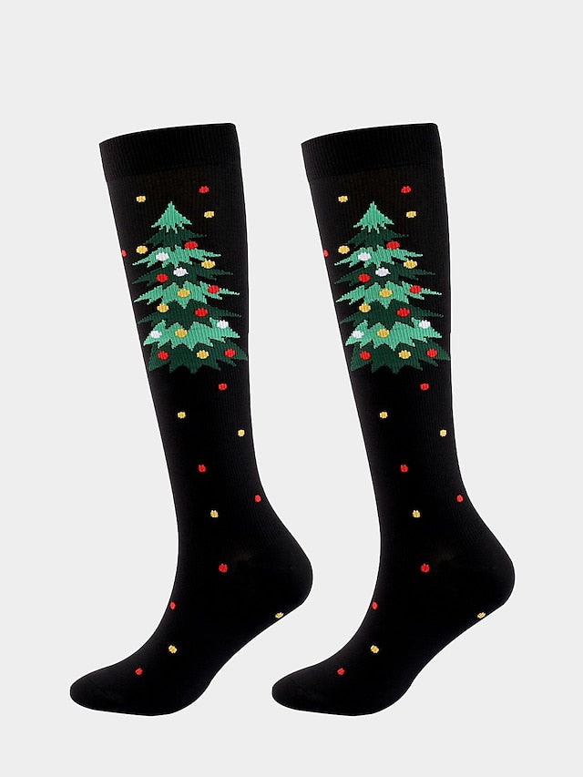 Unisex Knee High Socks Christmas Gift Cycling / Bike Multi Color Spandex Nylon Sporty Casual Classic Warm Cute Sports 1 Pair - LuckyFash™