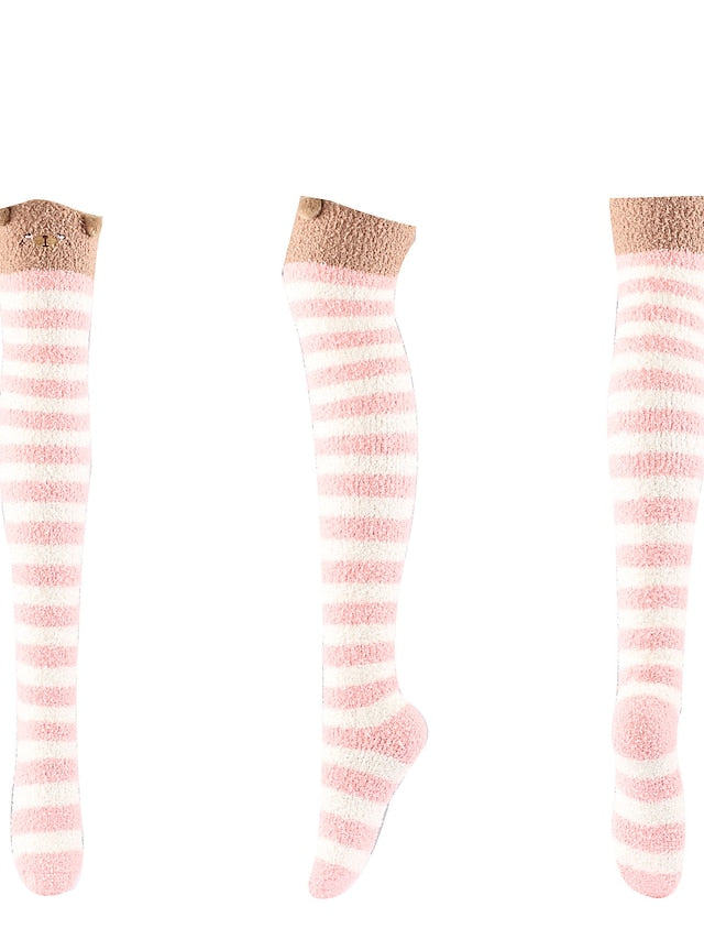 Women's Knee High Socks Home Daily Multi Color Polyester Spandex Basic Classic Warm Cute 1 Pair - LuckyFash™