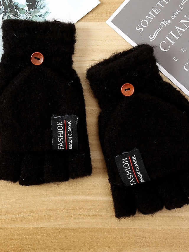 Men's Women's Fingerless Gloves Warm Winter Gloves Gift Daily Letter Polyester Acrylic Fibers Simple Warm 1 Pair - LuckyFash™