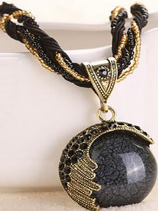 Women's Bohemian Necklace Vintage Sweater Chain Ethnic Style Rice Beads Woven Archaistic Outdoor Geometry Necklace - LuckyFash™