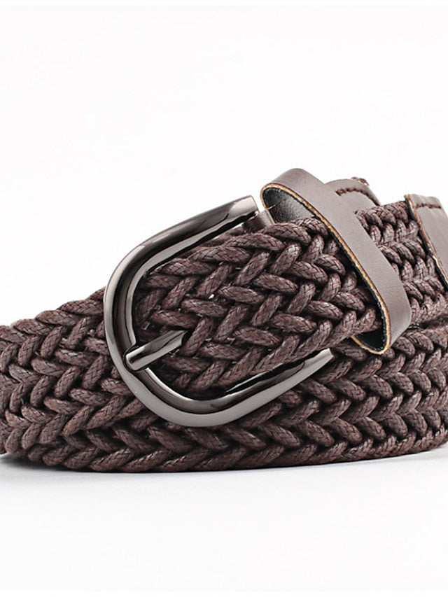 Men's Women's Web Belt Polyester Cotton Prong Buckle D-ring Casual Classic Party Daily Black Gray Red Brown - LuckyFash™