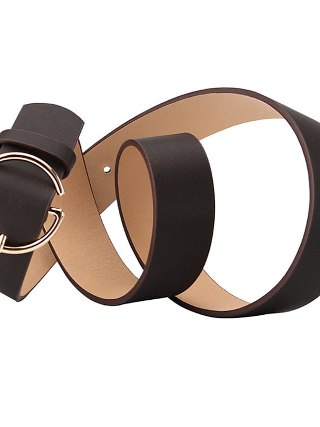 Women's Unisex PU Buckle Belt PU Leather Prong Buckle Plain Casual Classic Party Daily Green Black Brown Navy Blue - LuckyFash™