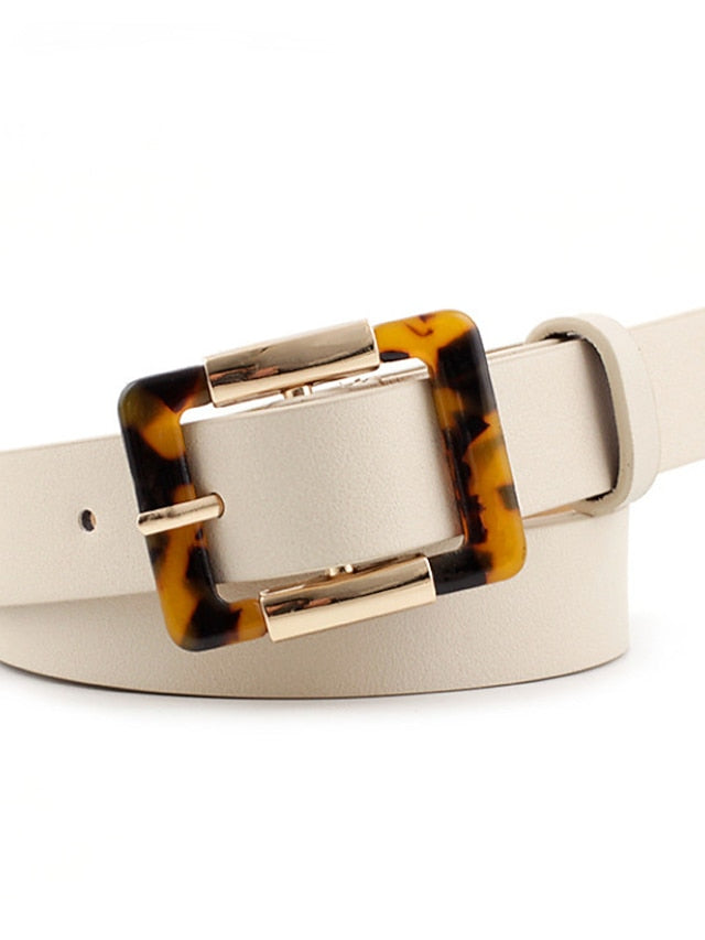 Unisex PU Buckle Belt PU Leather Prong Buckle Leopard Casual Classic Party Daily Black Brown Beige for Women - LuckyFash™