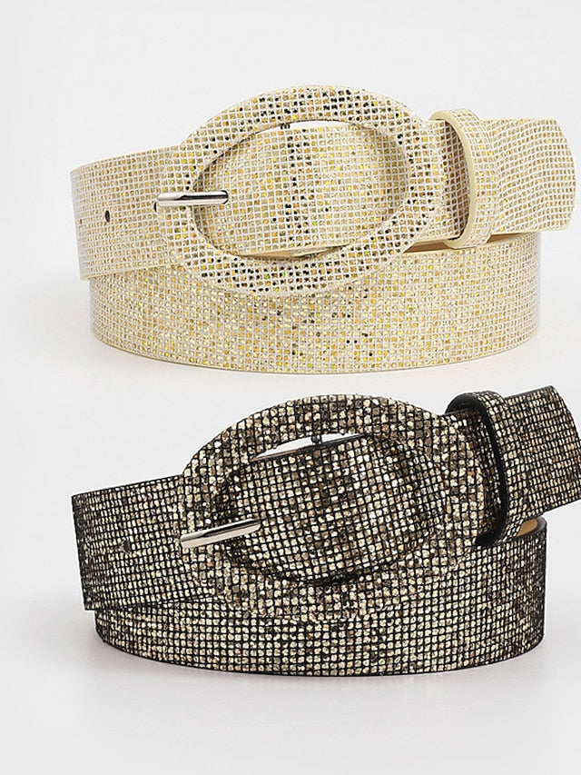 Women's Belt Leather Silver Light Yellow Fuchsia Gold Waist Belt Daily Pure Color - LuckyFash™