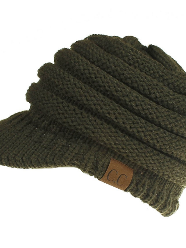 Women's Hat Baseball Cap Black Army Green Light Gray Outdoor Street Dailywear Knitted Pure Color Windproof Comfort Warm - LuckyFash™