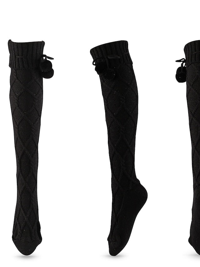 Women's Knee High Socks Home Daily Holiday Solid Color Polyester Spandex Basic Classic Warm Cute 1 Pair - LuckyFash™