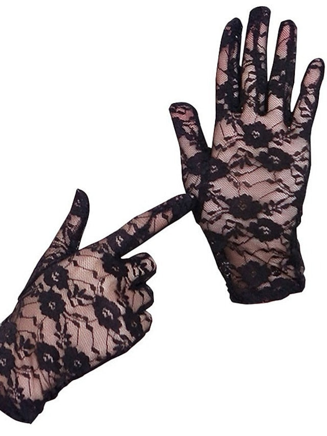 Women's Lace Gloves Wedding Party Evening Holiday Polyester Vacation Bridal Gloves Lolita 1 Pair - LuckyFash™