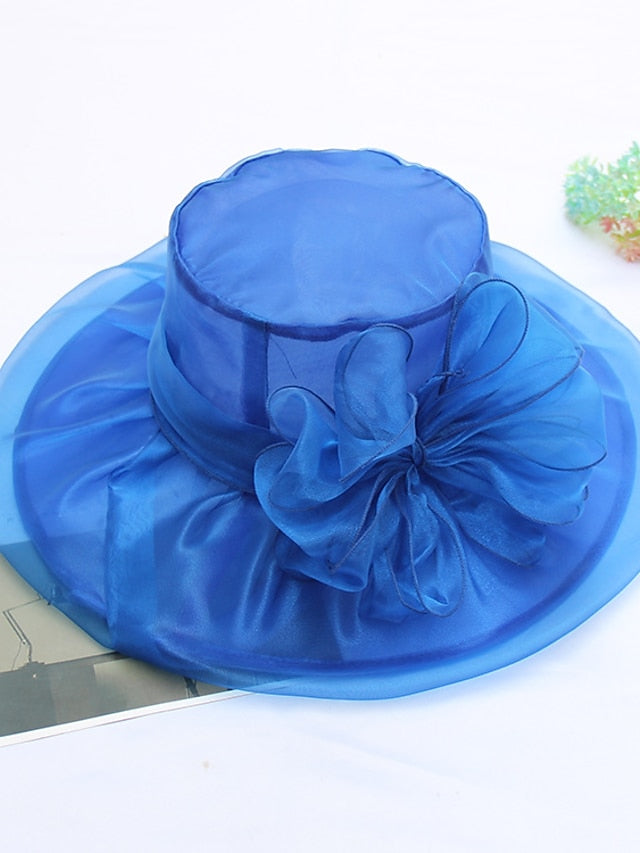 Women's Hat Fedora Hat Black Blue Purple Wedding Party Outdoor Floral Tulle Flower Portable Comfort Breathable - LuckyFash™
