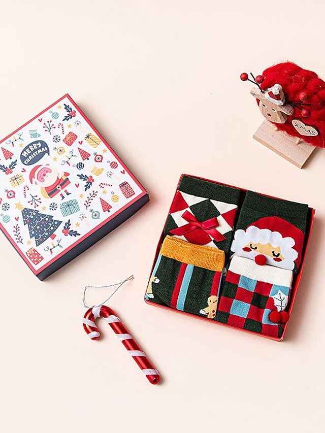 Women's Crew Socks Party Christmas Gift Animal Spandex Cotton Basic Casual Classic Warm Cute 4 Pairs - LuckyFash™