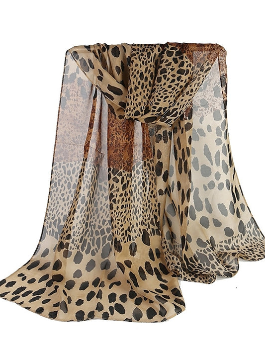 Women'S Korean Version Of Leopard Print Patchwork Chiffon Scarf Scarf - LuckyFash™
