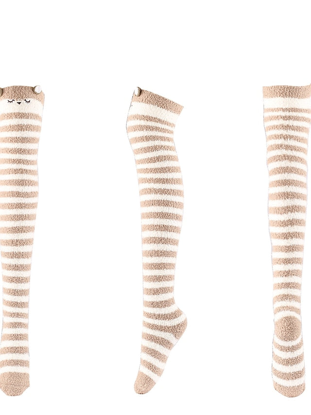 Women's Knee High Socks Home Daily Multi Color Polyester Spandex Basic Classic Warm Cute 1 Pair - LuckyFash™