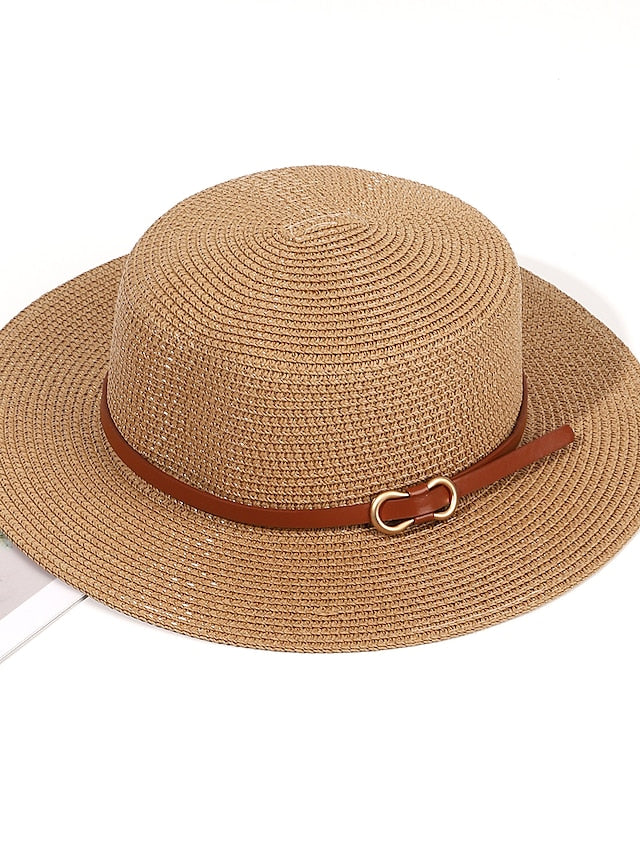 Women's Sun Hat Straw Hat Holiday Straw Vacation Casual Beach Sunscreen Breathability Comfortable 1 pcs - LuckyFash™